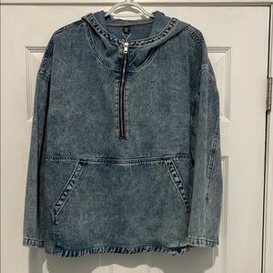 Denim Half-Zip Hoodie